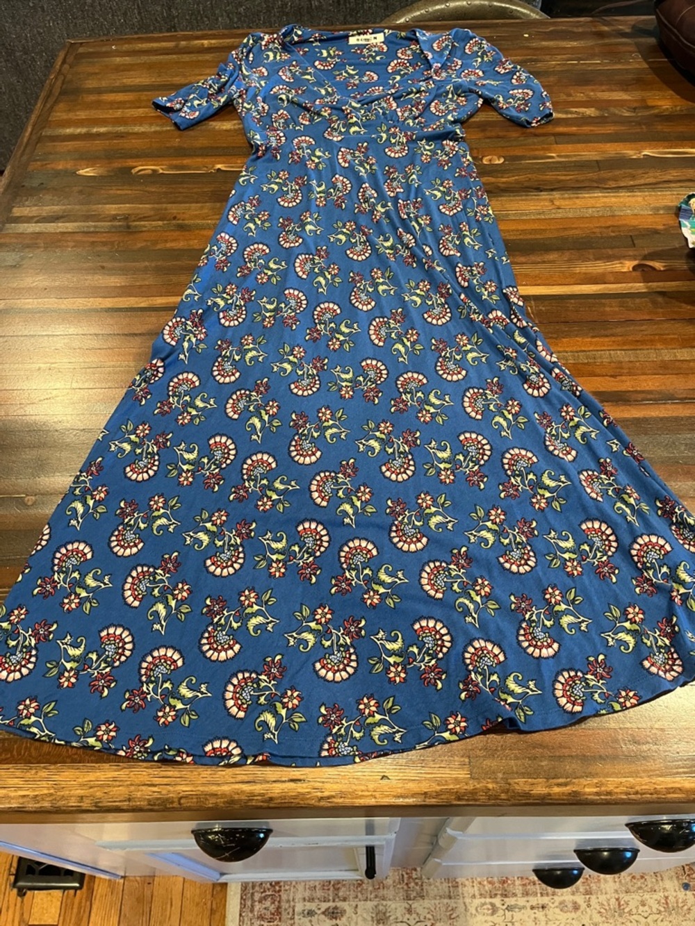 Boden Navy Rebecca Botanical-Print Jersey Midi Dress- size 4R US - Picture 2 of 5